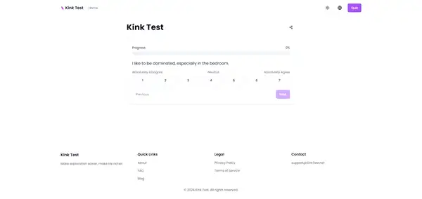 Kink-Test-Oberfläche, die ein benutzerfreundliches Design zeigt.