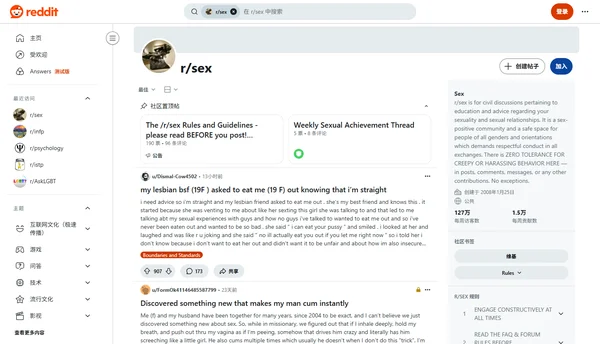 Reddit r/sex Community