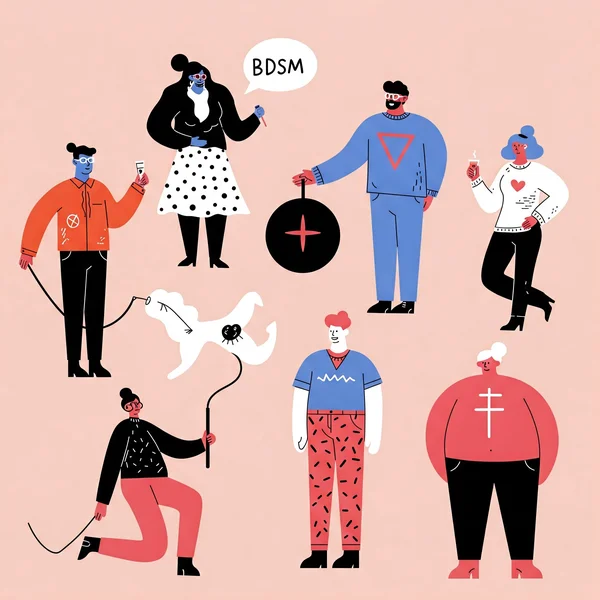 Ilustrasi yang menunjukkan kepelbagaian dalam komuniti BDSM