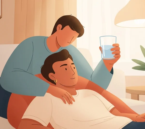 Image depicting comforting BDSM aftercare scene