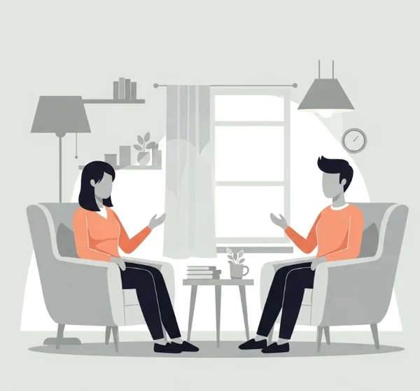 Illustration of two people in calm, open communication