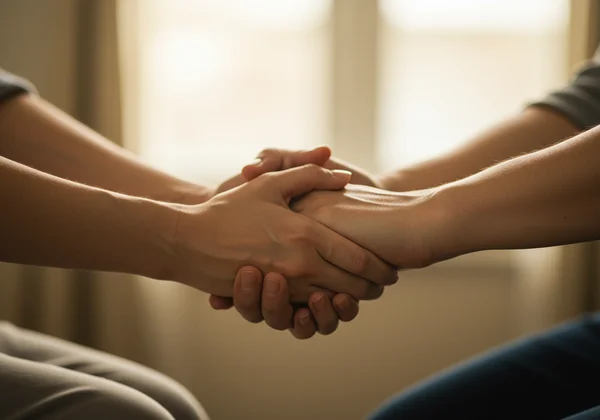 Hands holding, symbolizing safety and aftercare.