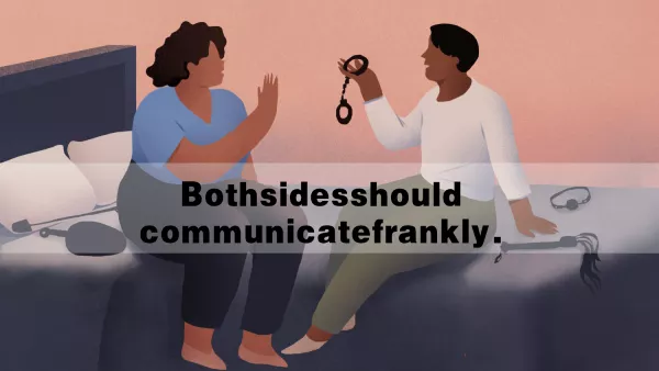 Ilustración que muestra la importancia de la comunicación en las relaciones BDSM, como una pareja comunicándose abiertamente.